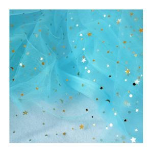 tulle fabric star and moon glitter beige-1